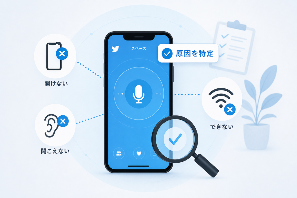 「できない」「開けない」「聞こえない」を一掃するTwitterスペーストラブル診断室