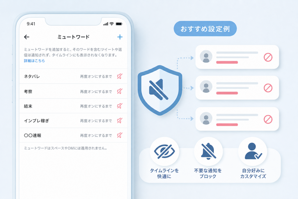 ネタバレやインプレ対策向けTwitterミュートワードのおすすめ設定例
