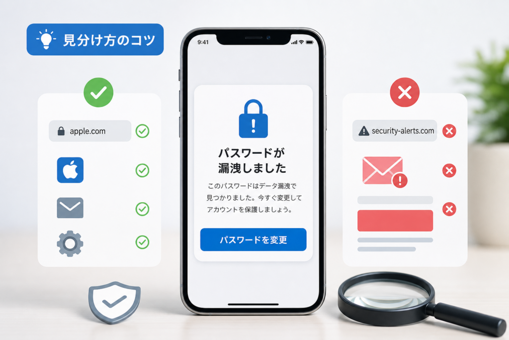 パスワード漏洩警告の本物と偽物の見分け方と判定のコツ