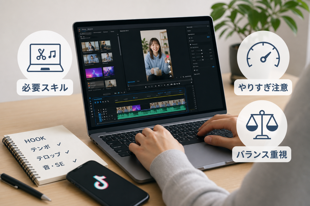 パソコンでのTikTok動画編集の必要スキルと「やりすぎ」の判断基準