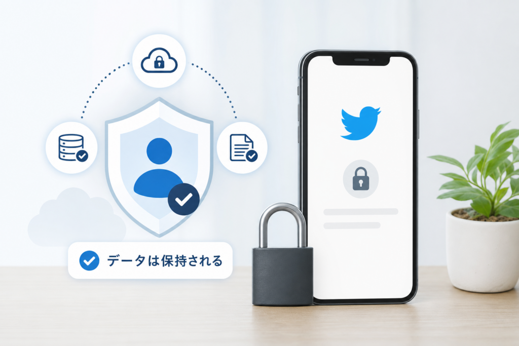 ログアウト後のアカウント保護・データ保持を確認する手順