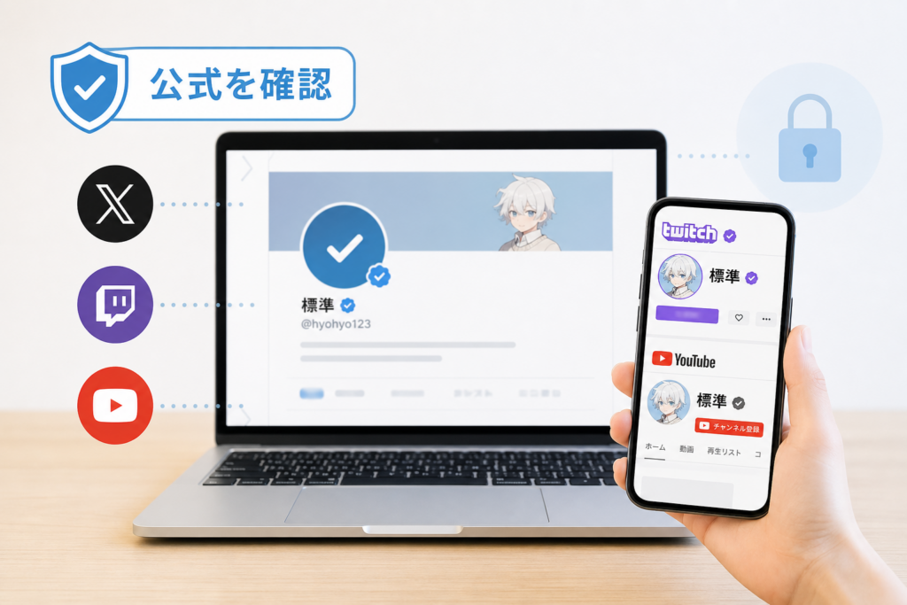 標準さんの公式X・Twitch・YouTubeを安全に確認する方法