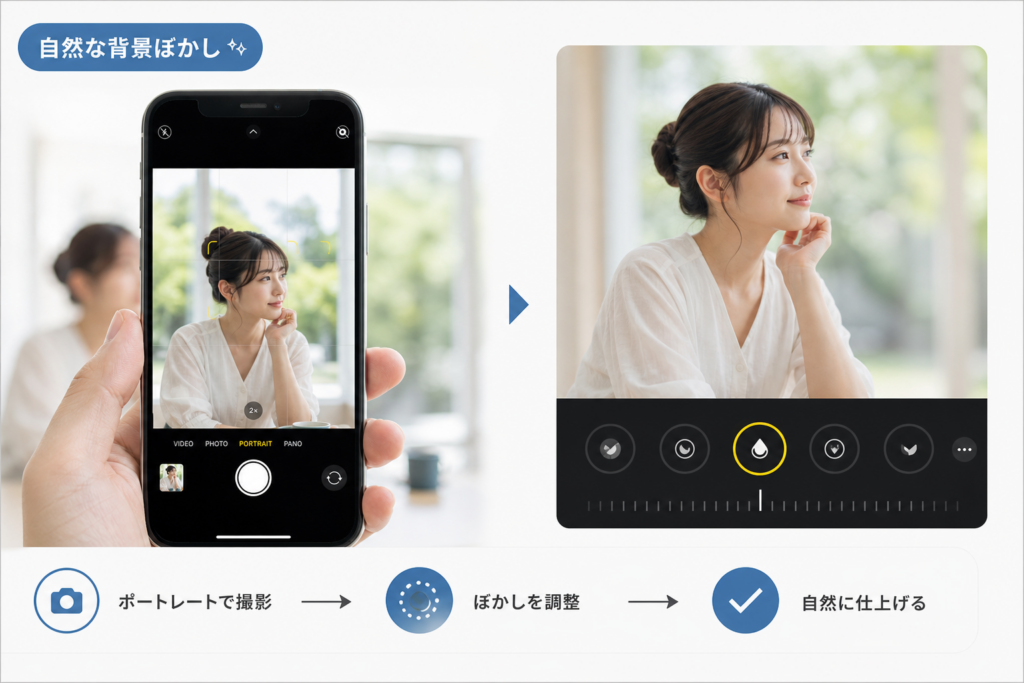 iPhone撮影とぼかし編集で背景を自然に処理|ポートレートモードと後編集テク