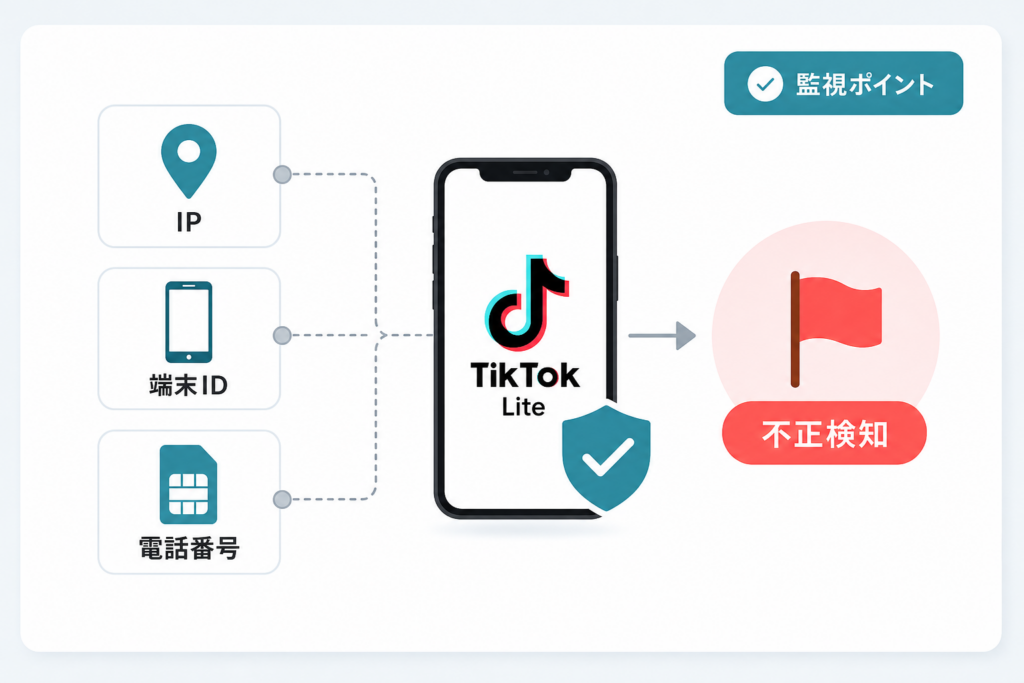 TikTok Lite招待で自演がバレる理由:IP・端末ID・電話番号の監視メカニズム