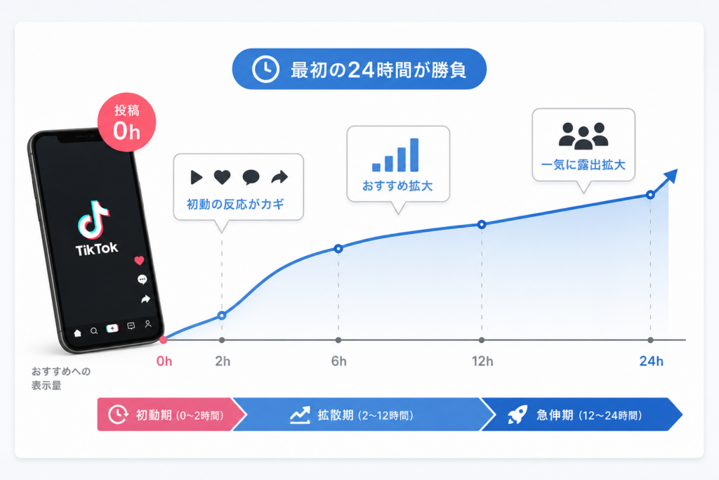TikTokおすすめに乗るまでの時間と投稿後24時間のリアルな変化