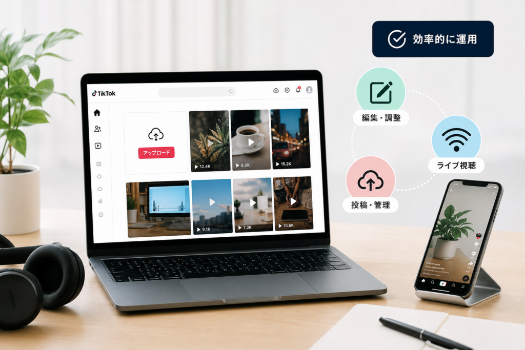 TikTokウェブ版での投稿・編集・ライブ視聴と効率的な運用方法