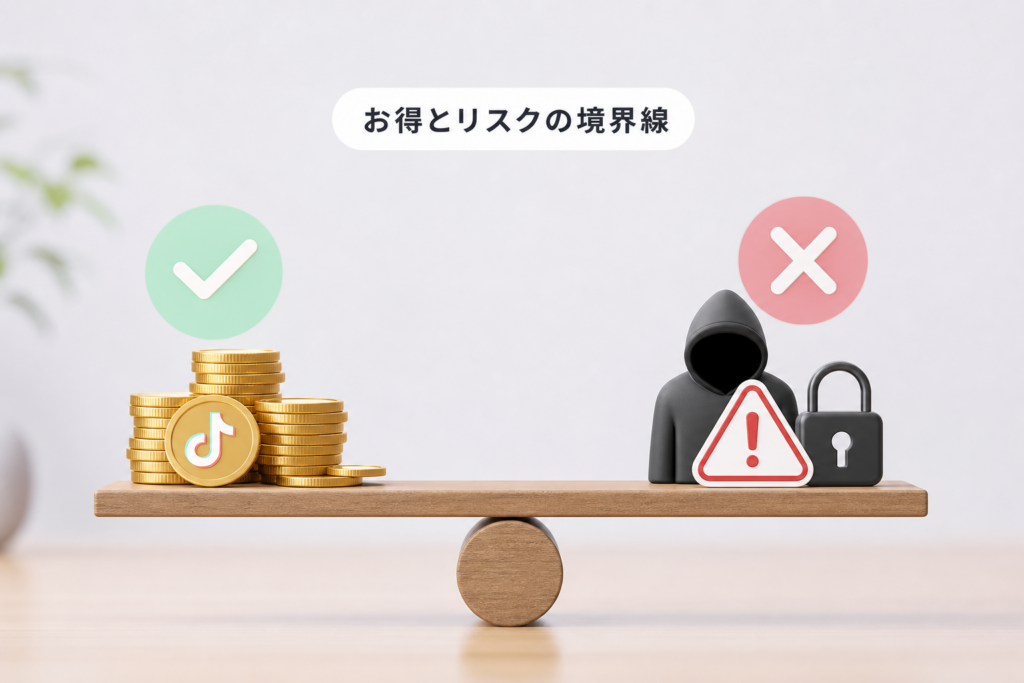 TikTokコインを安く買う方法と危険性｜お得とリスクのギリギリ境界線を理解する