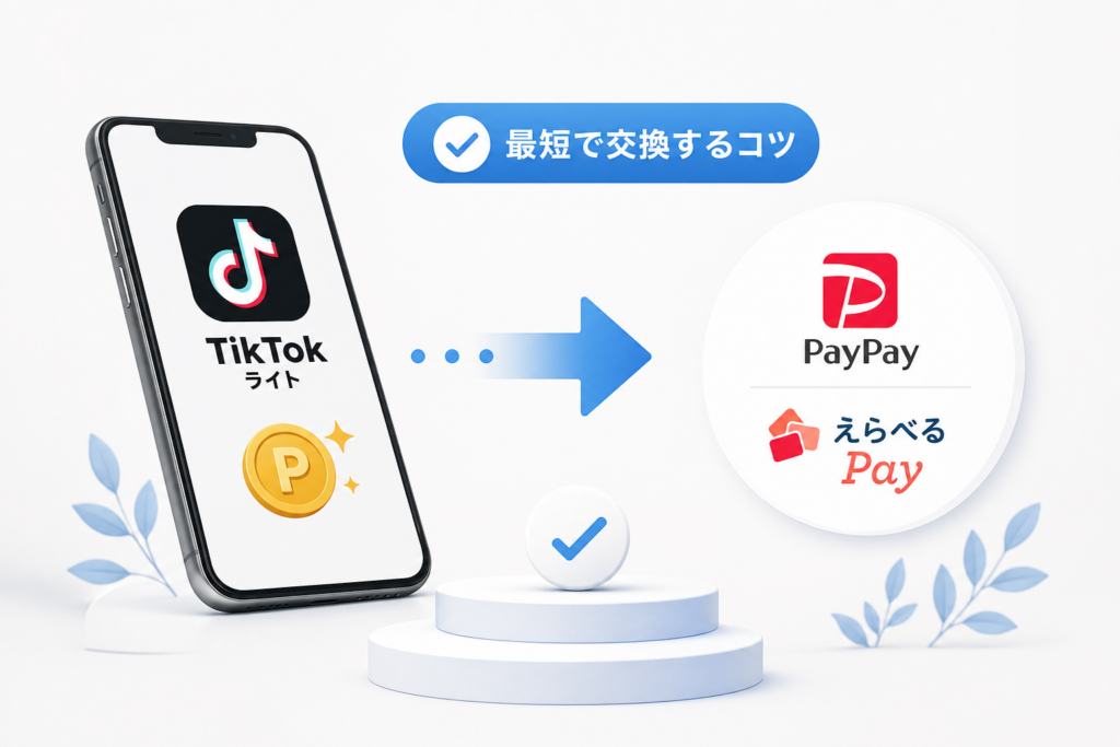 TikTokライトのポイント交換｜PayPay・えらべるPayに交換する最短成功コツ