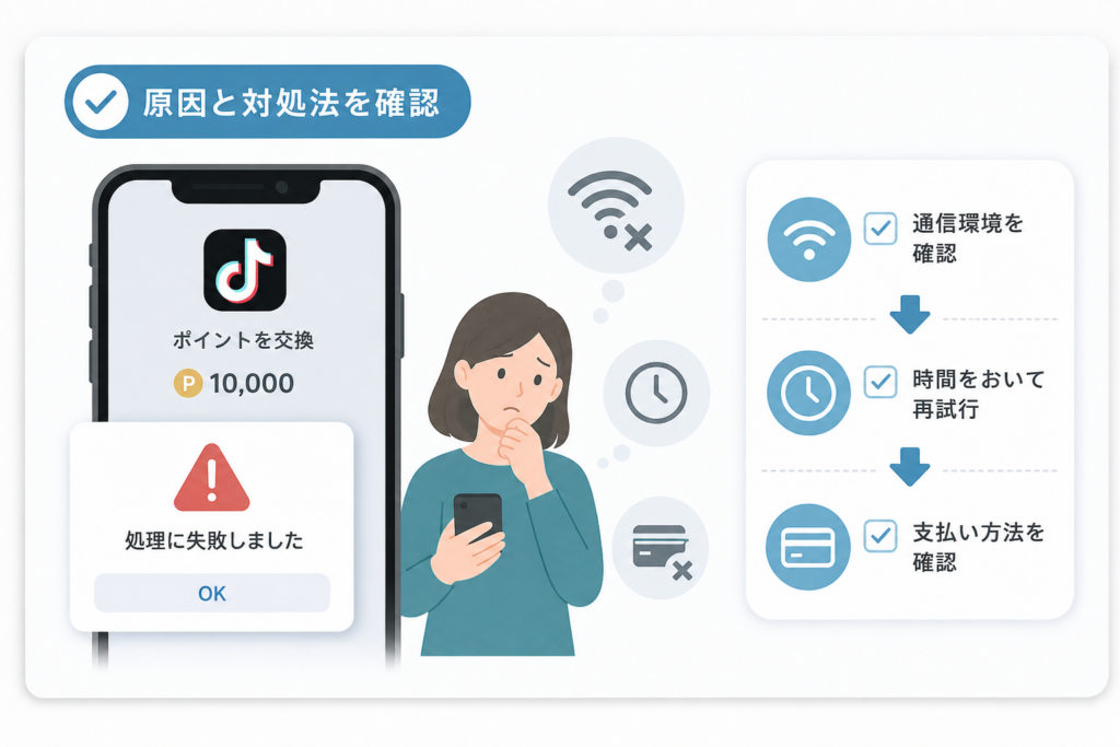 TikTokライトポイント交換でエラーや処理失敗:症状別の原因と対処法