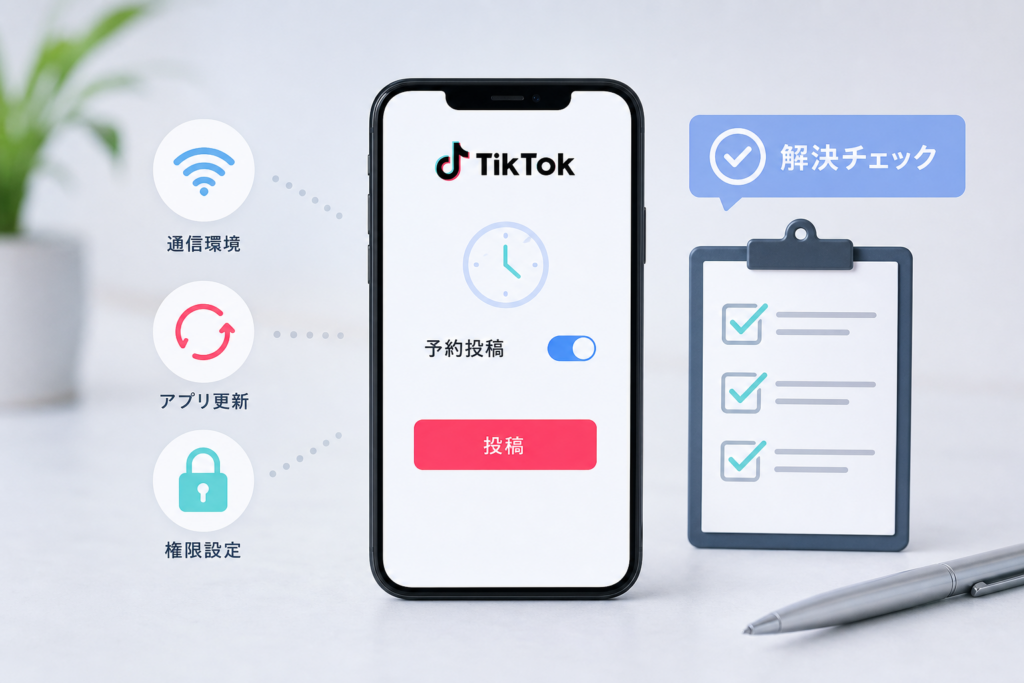 TikTok予約投稿ができないやボタンが見つからない時に役立つ即効トラブル解消リスト