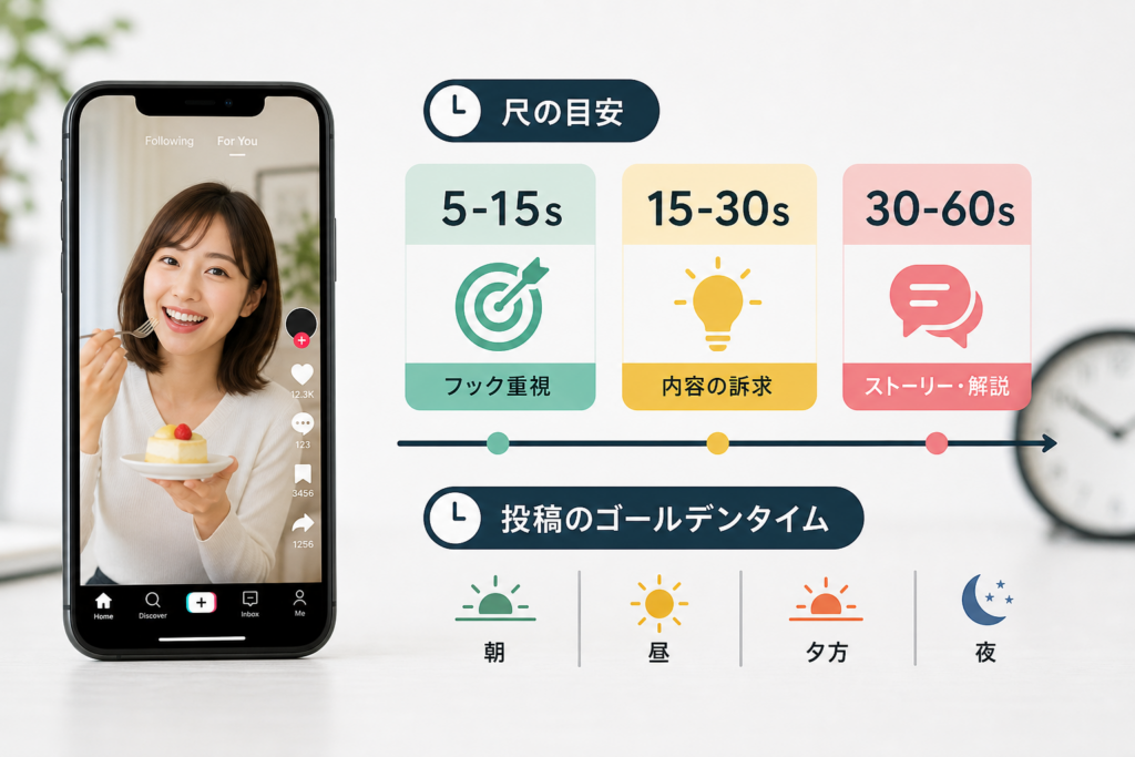 TikTok動画は何秒が最適?バズりやすい尺設計と投稿時間戦略