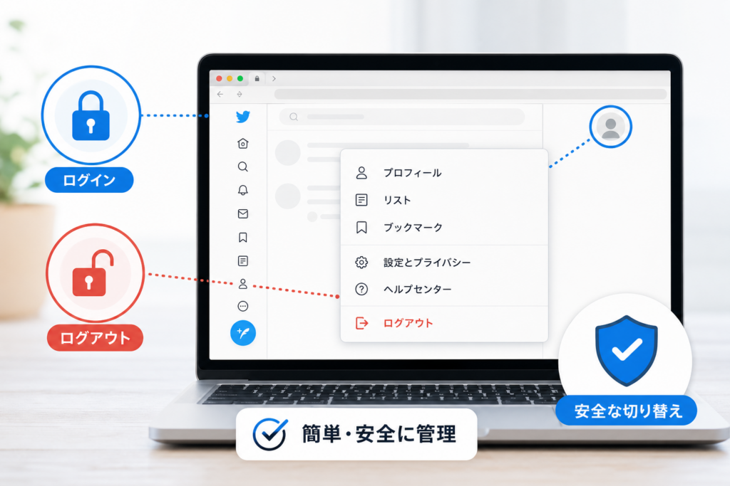 Twitter PCでログイン・ログアウトがスムーズにできる設定方法