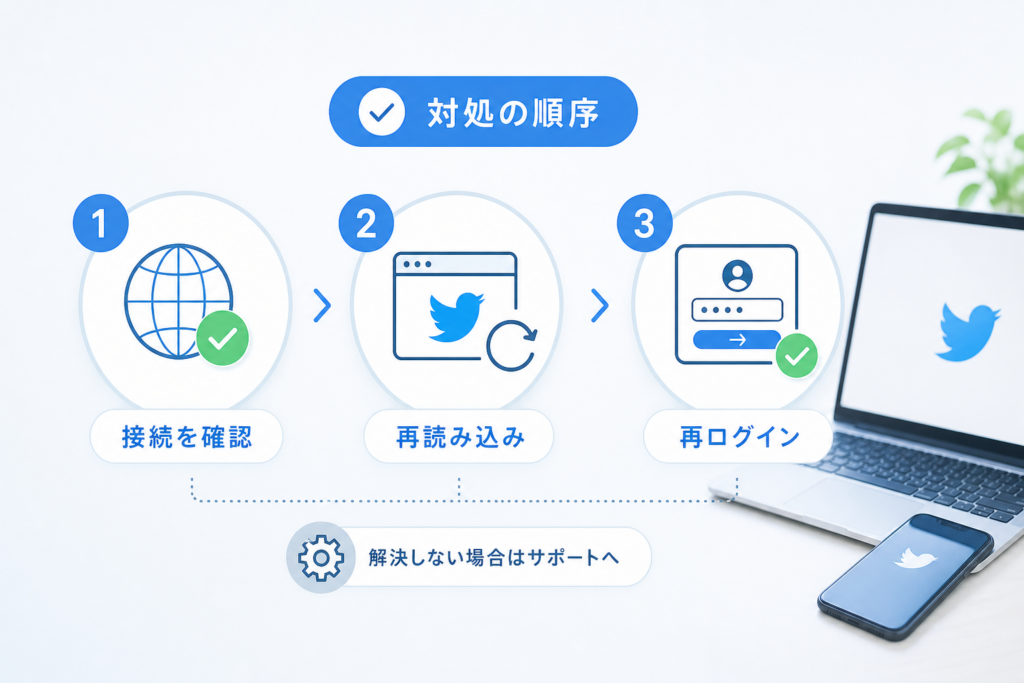 Twitterウェブ版にログインできない時の原因切り分けと対処順序