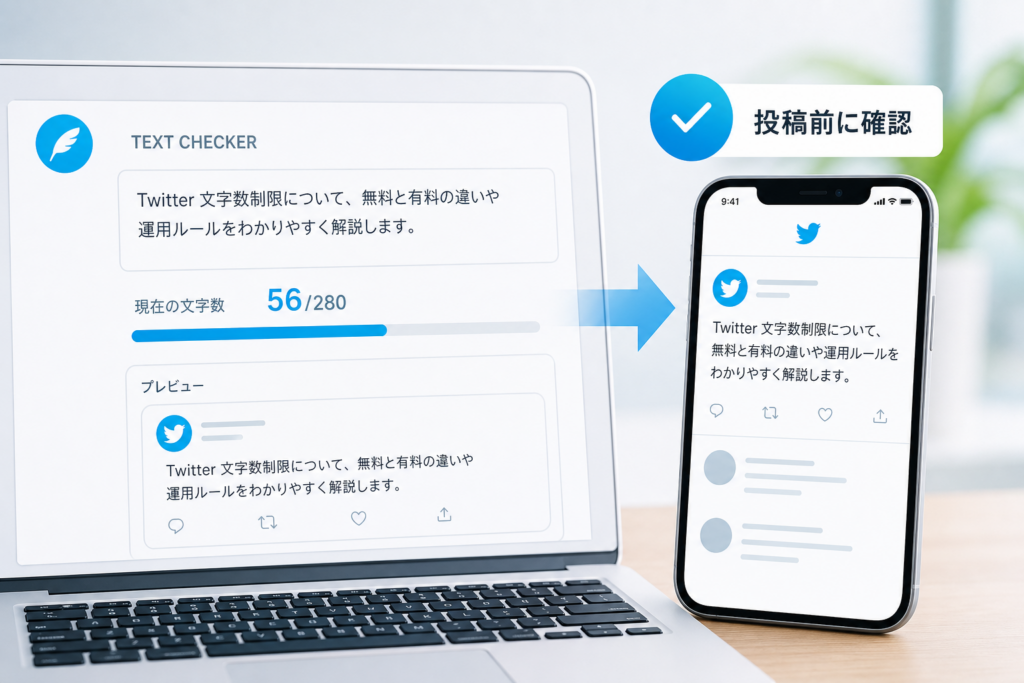 Twitter文字数チェッカーとプレビューツール｜投稿前の見え方確認術