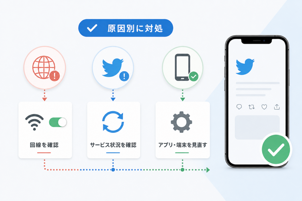 Twitter通信障害時に今すぐ実行できる原因別対処方法