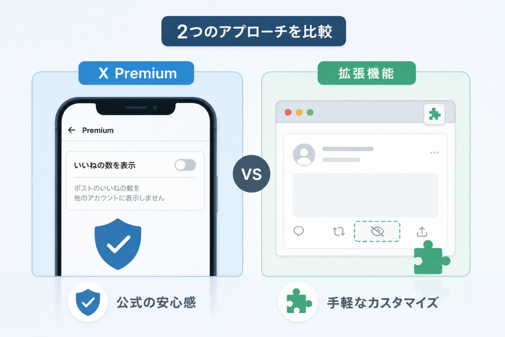 X Premiumと拡張機能で比べるTwitterいいね非表示のアプローチ