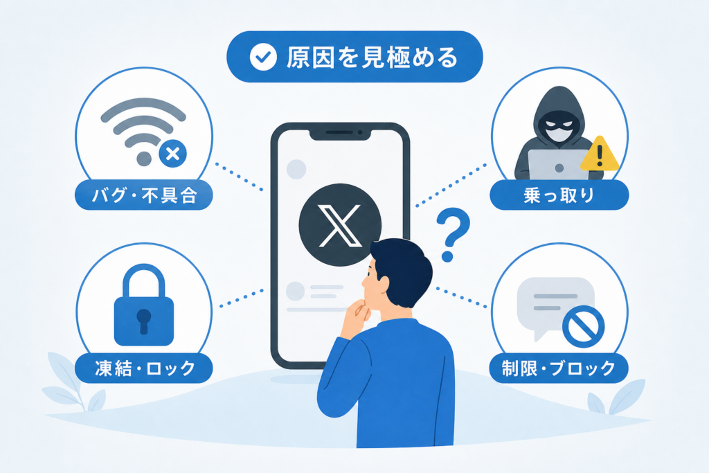 Xが動かないのはTwitterバグだけじゃない!乗っ取り・凍結・制限との見分け方を徹底解説