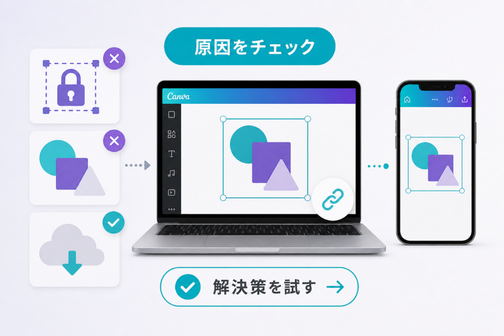 Canvaグループ化ができない・解除できない時の原因と解決策