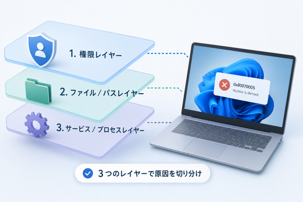 0x80070005が発生する原因を3つの拒否レイヤーで切り分ける