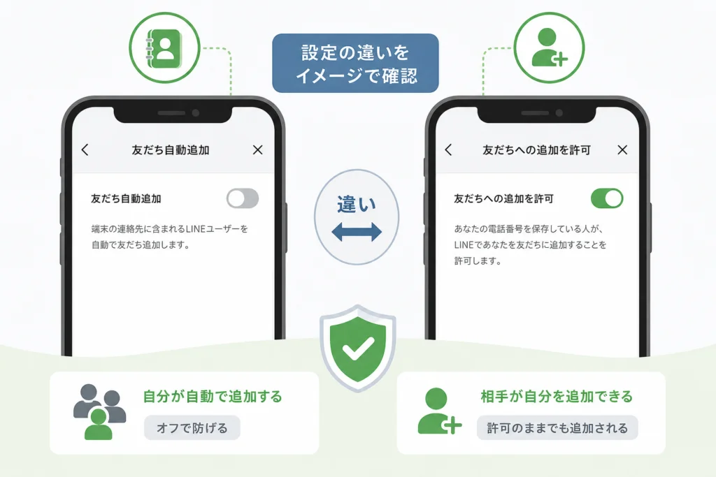 「友だち自動追加」と「友だちへの追加を許可」の違い