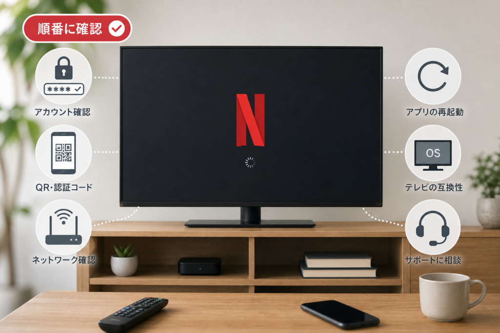 「Netflixご利用世帯に紐づけられていません」と表示されたときのテレビでの解決方法