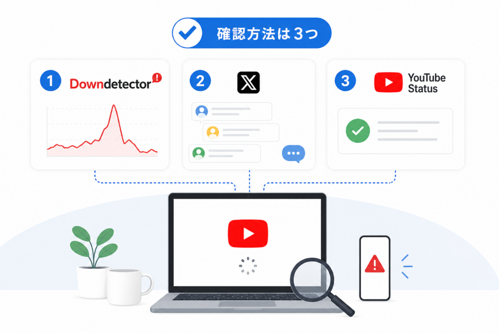 【今起きている?】YouTubeの不具合状況をリアルタイムで確認する3つの方法