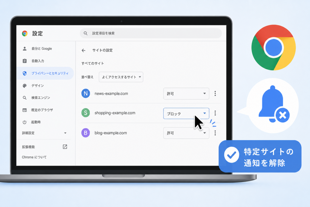 【PC版】特定サイトの通知を解除する
