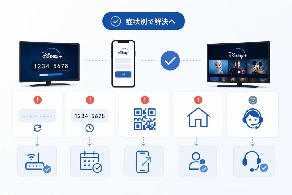 どの症状に当てはまる?表示ごとに次の操作を選ぶ
