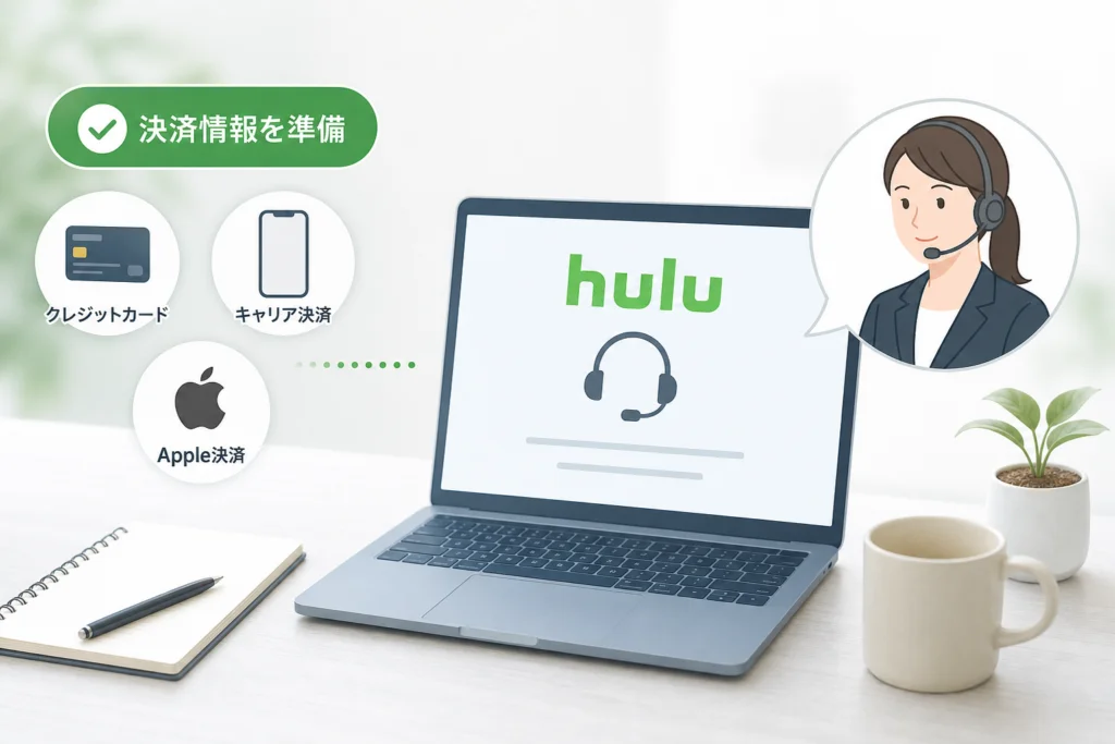アドレスが見つからない場合は、決済情報を用意してHulu公式へ問い合わせる