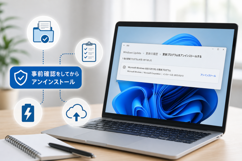アンインストール前に行うバックアップと事前確認