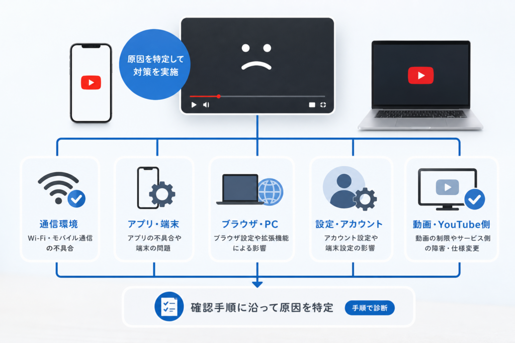 エラー表示や症状からYouTubeが再生できない原因を診断