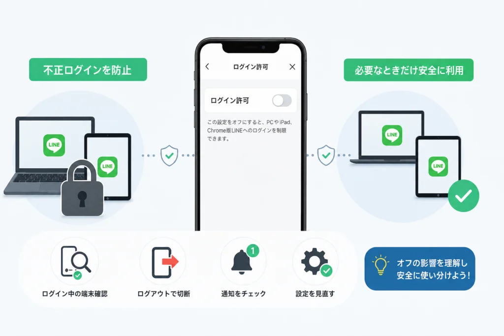 オフにすると、PC・iPadやChrome版LINEはどうなる？