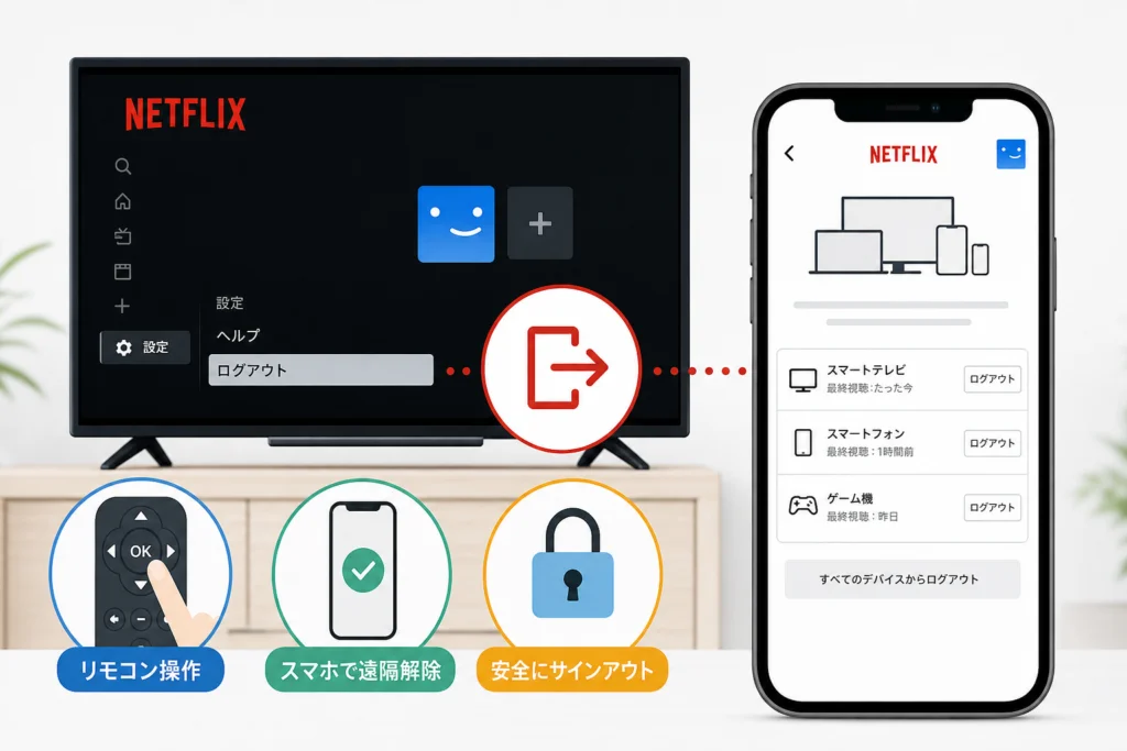 テレビ画面からNetflixをログアウトする手順
