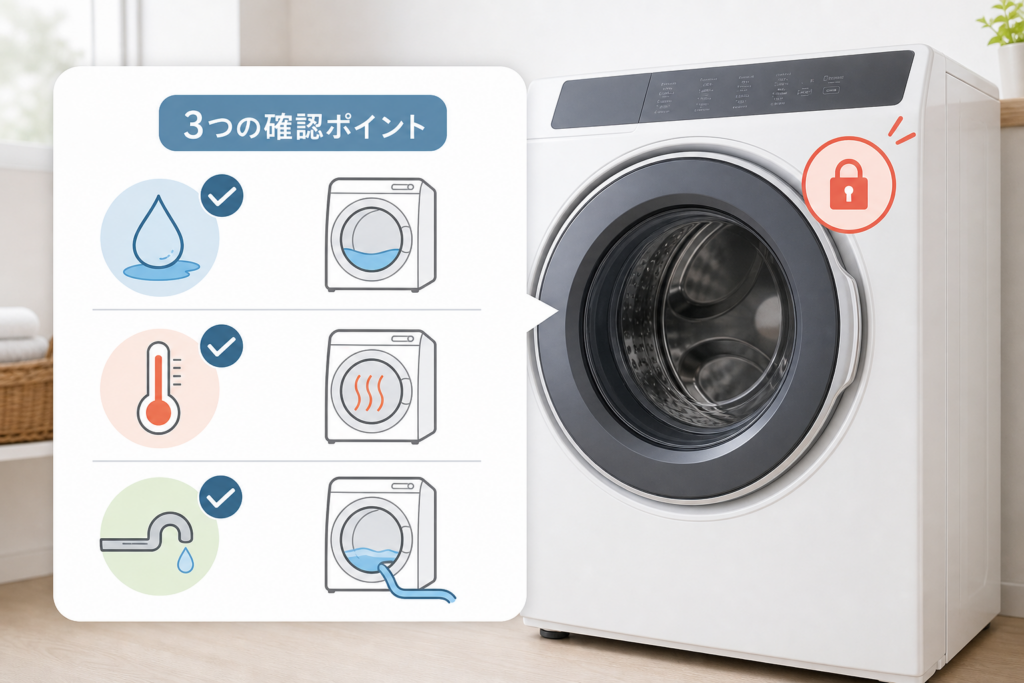 ドアが開かないときの残水・高温・排水異常の確認方法