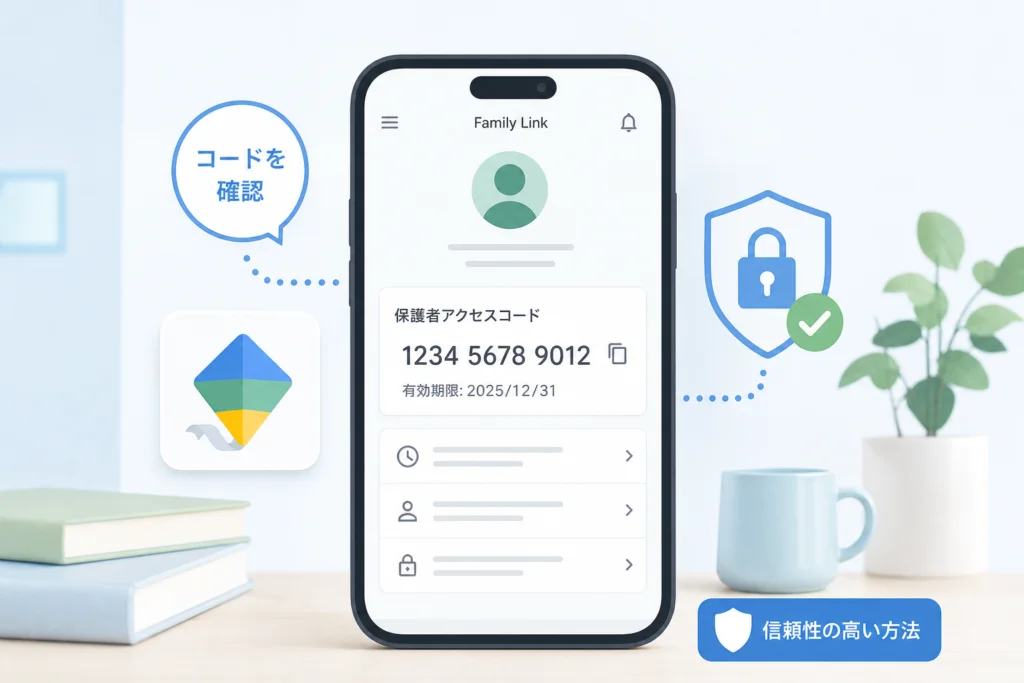 ファミリーリンクの保護者アクセスコードを確認する