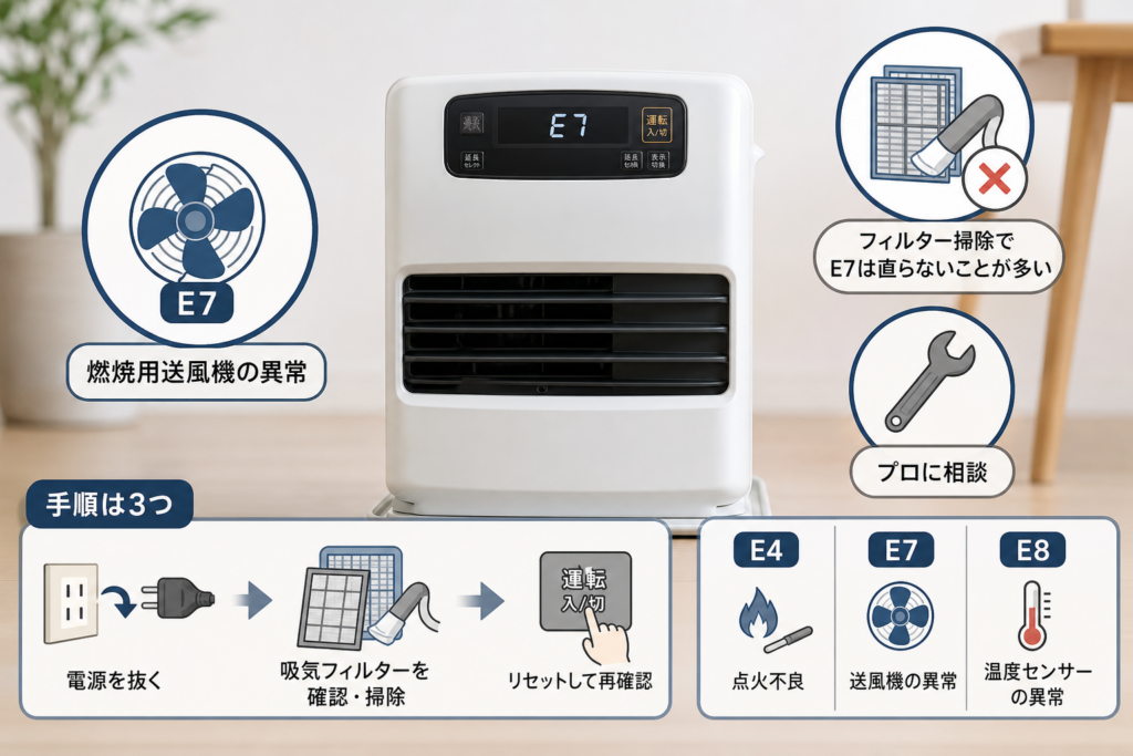 フィルター掃除や分解修理でE7は直せる？