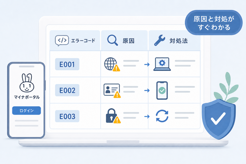 マイナポータルのエラーコード別・原因と対処法一覧