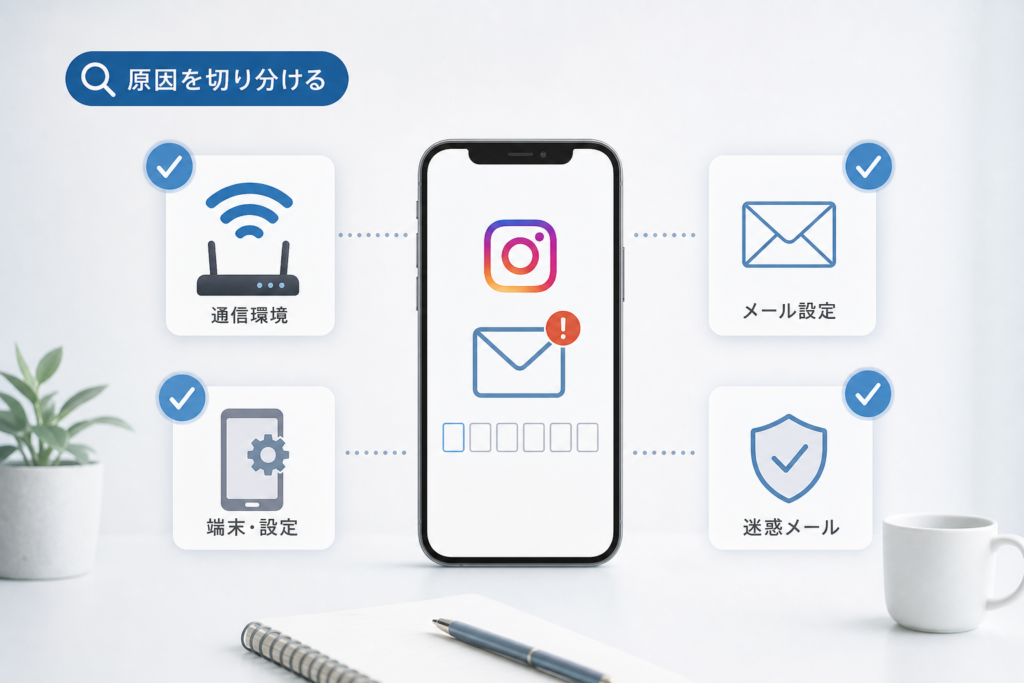 メールや認証コードが届かない原因を切り分ける