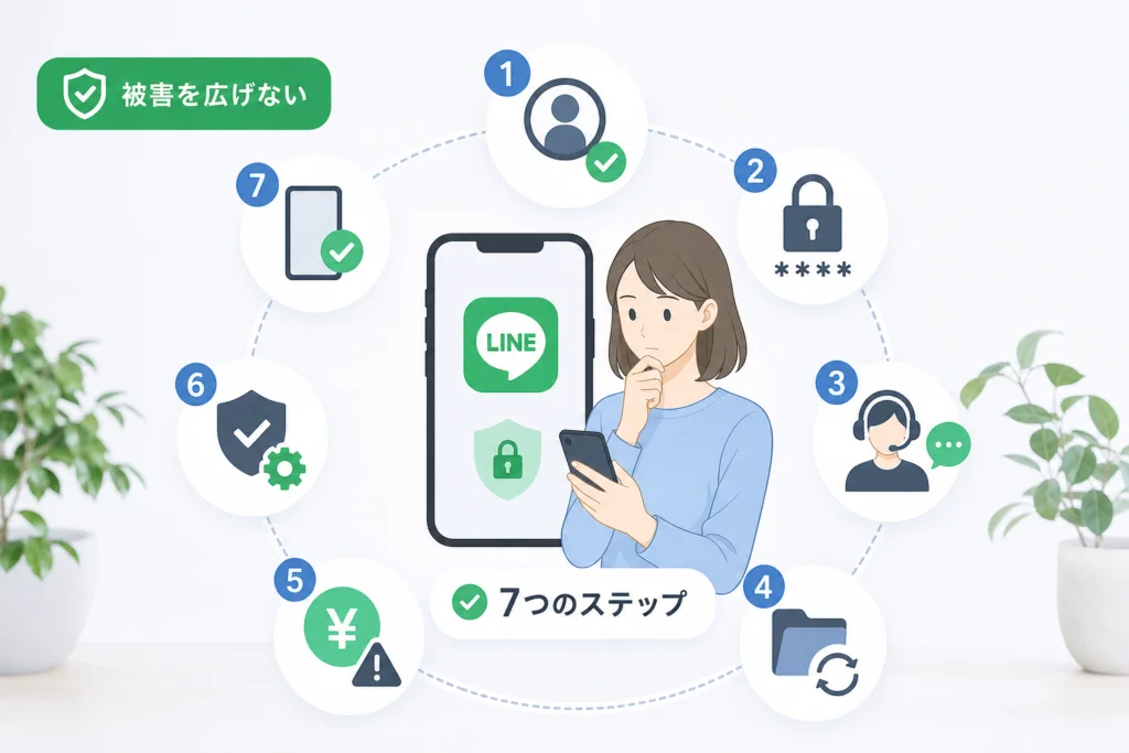 乗っ取りかどうかを確認し、最初に被害を広げない