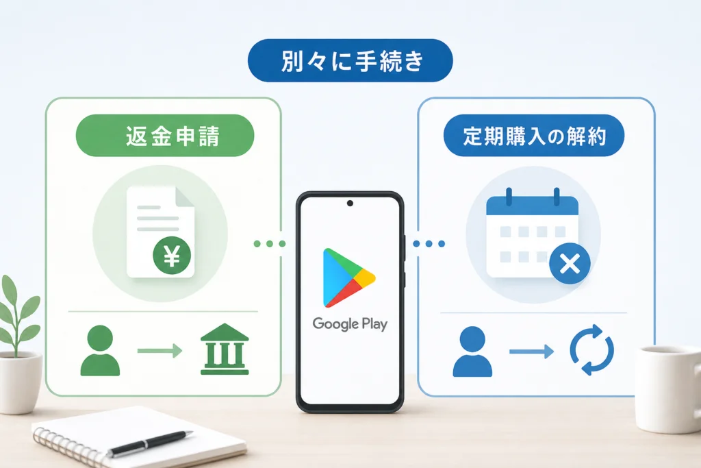 定期購入の返金と解約は別々に進める