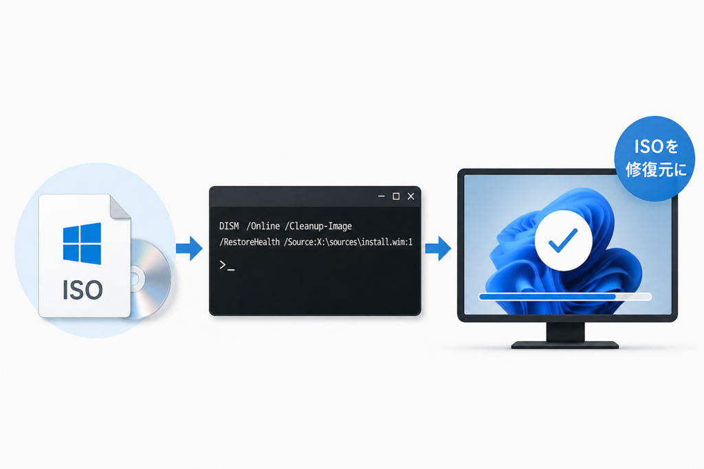 対処法2:Windows ISOを修復元に指定する