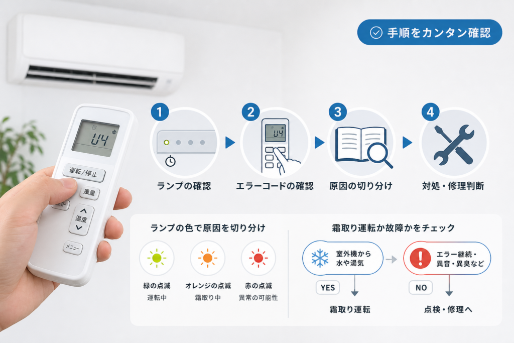 対応機種でエラーコードを確認する手順