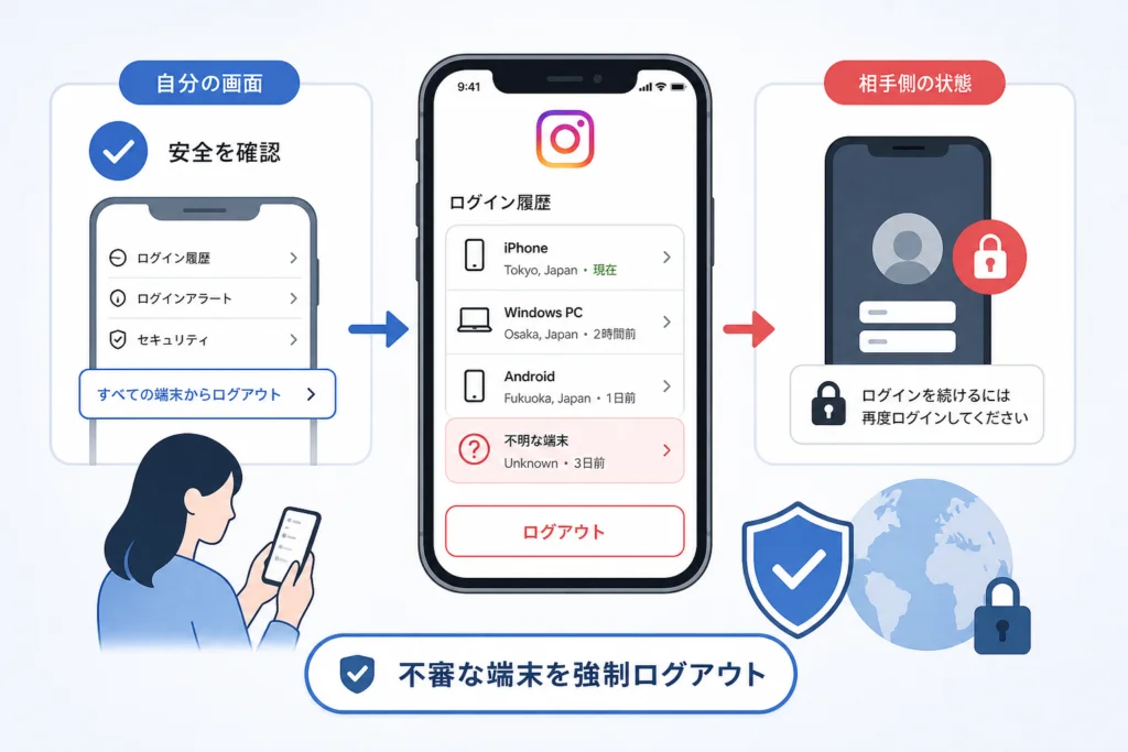 強制ログアウトすると相手と自分に何が起こる?