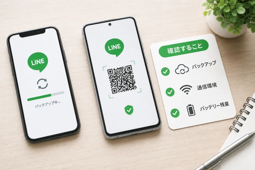 操作前に確認すること|旧端末とバックアップ