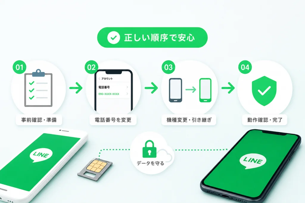 機種変更と電話番号変更が重なる場合の順序