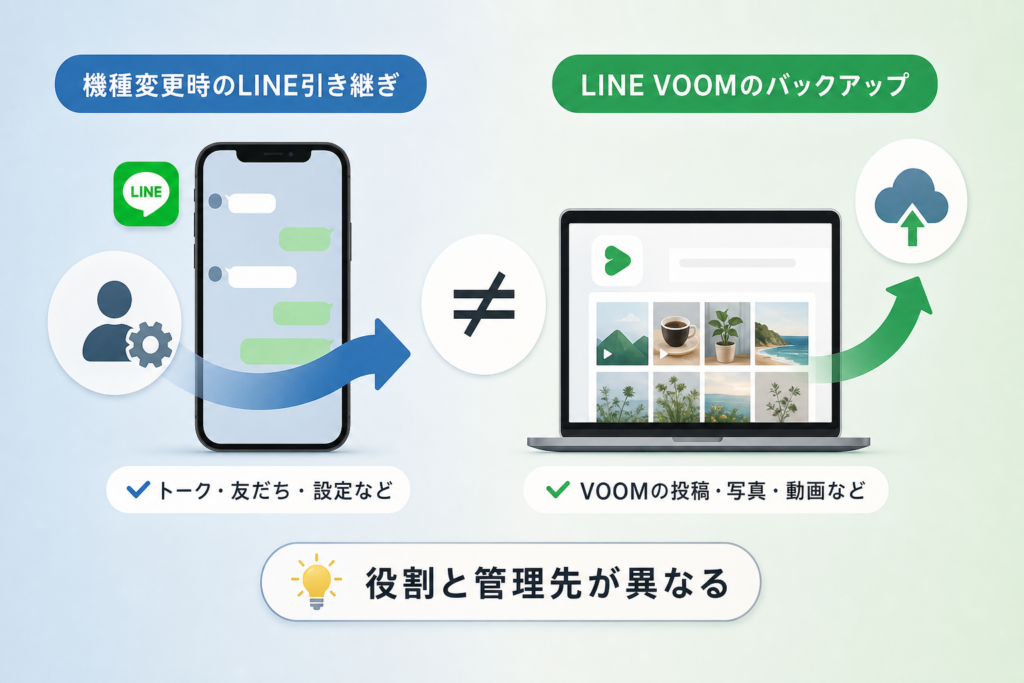 機種変更時のLINE引き継ぎとVOOMバックアップの違い