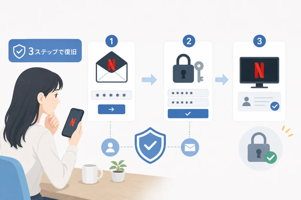 登録メールを受信できるなら、メールでログインを回復する