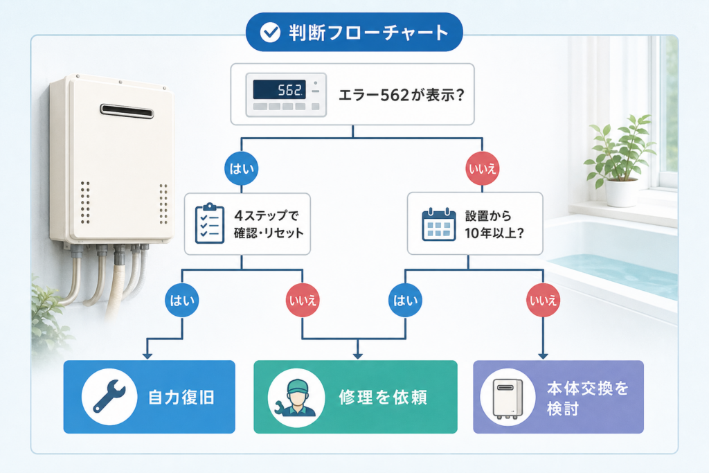自力復旧・修理・本体交換の判断フローチャート