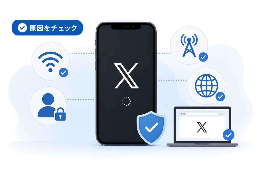 通信環境やアカウントの問題でツイッター(X)が開かない場合