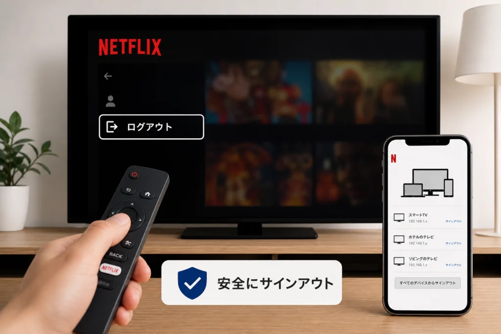 通常のNetflix画面からログアウトする